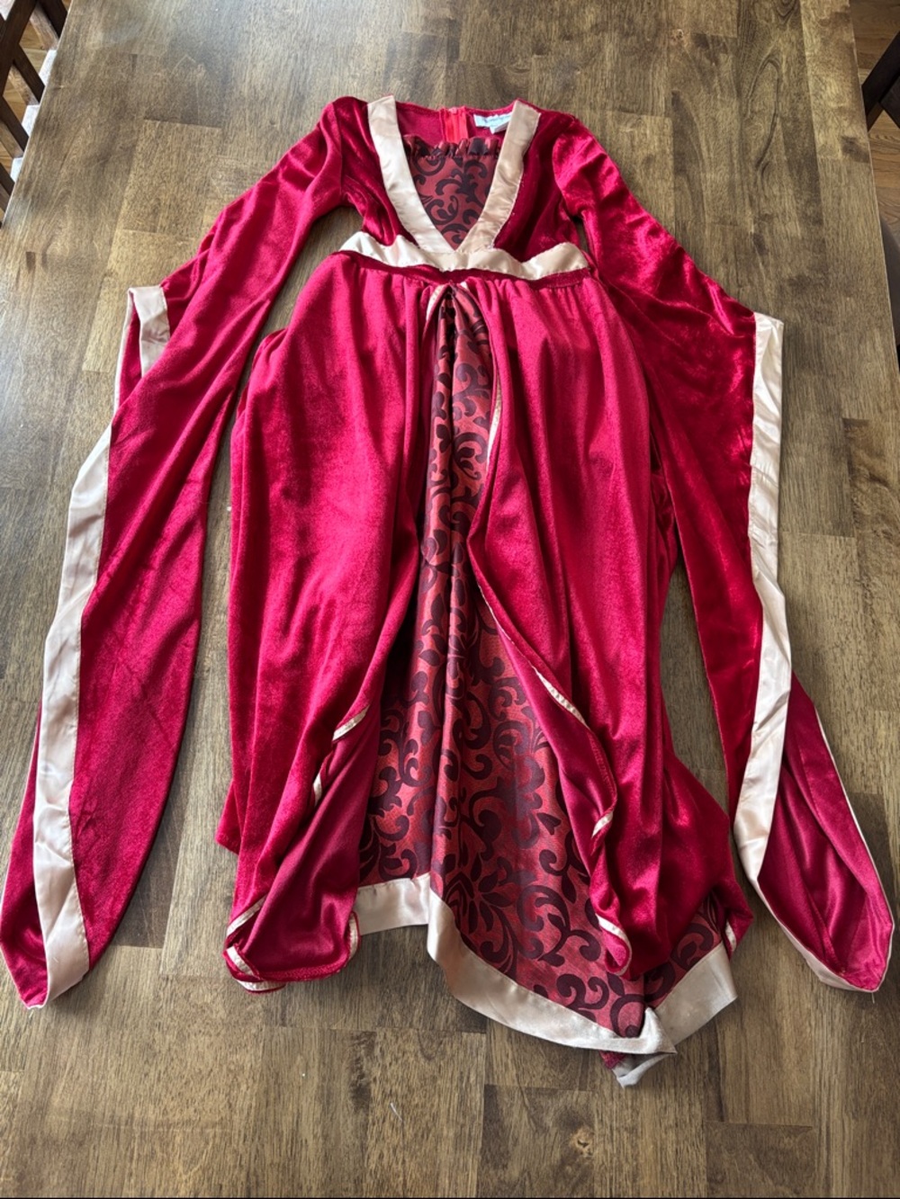 Girls Red Velvet Medieval Princess Halloween Costume with Gold Trim